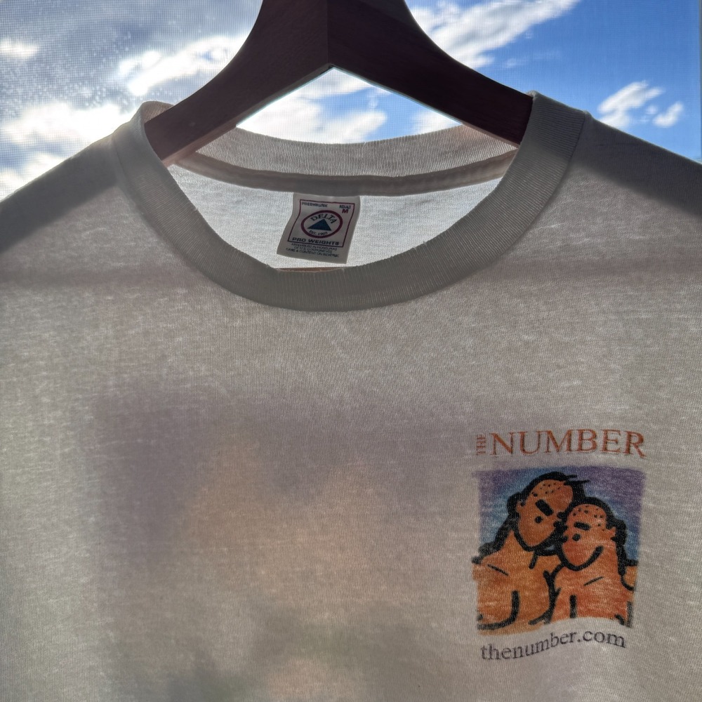 Vintage The Number T-Shirt Mens M White LGBTQ Double Sided Gay Pride Hotline Y2K